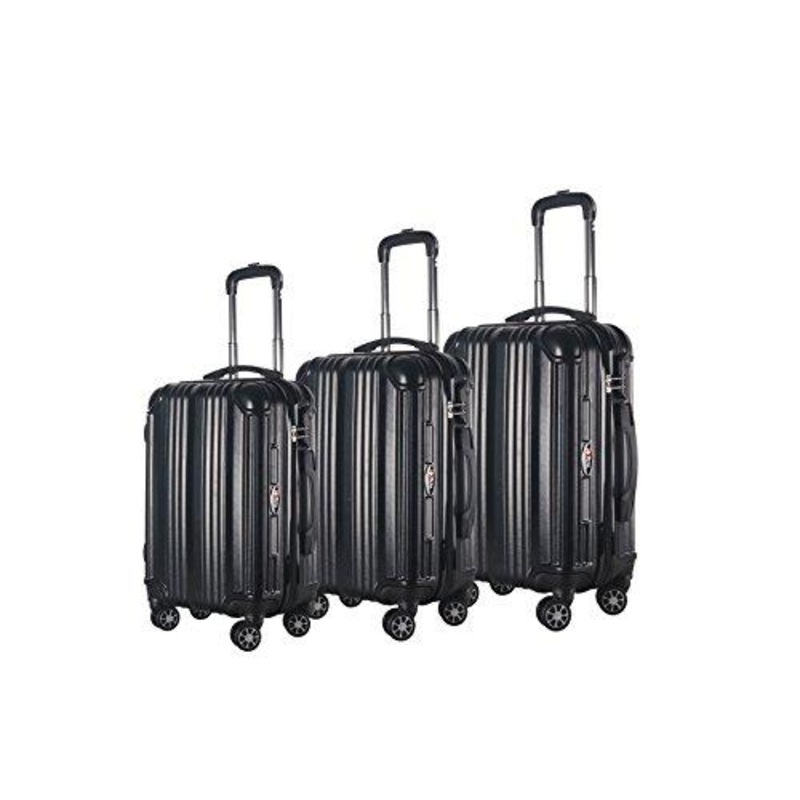 3-Piece Hardside Spinner Expandable Suitcase Set #951 (Black)