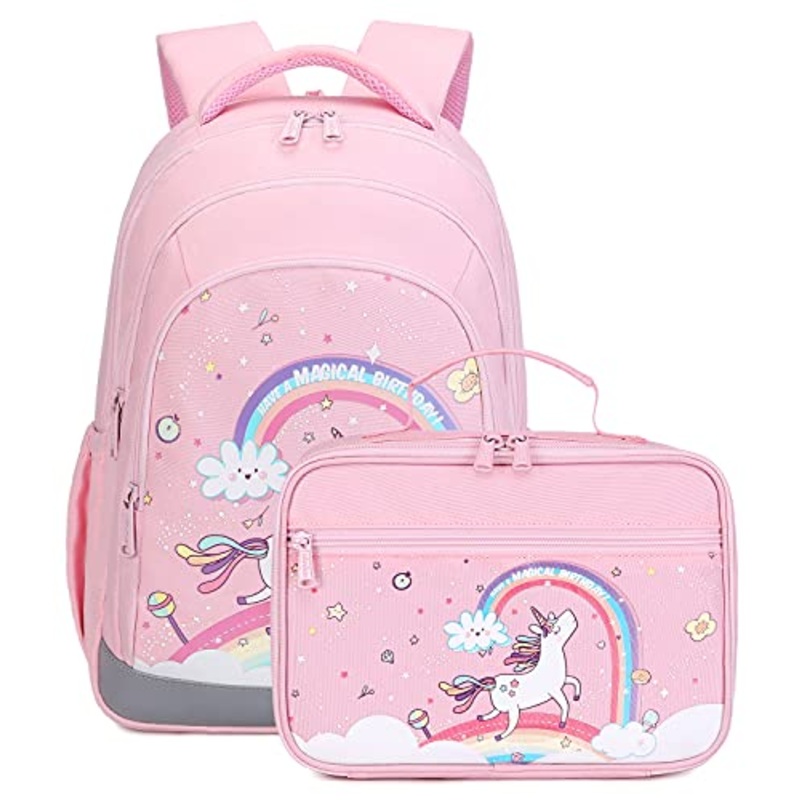 Abshoo Cute Kids Backpack For Girls Kindergarten Elementary Unicorn School Backpacks Set with Lunch Box (Unicorn Pink)