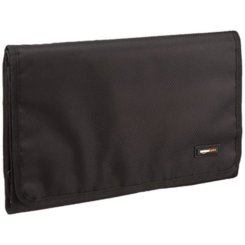 Amazonbasics Tri-Fold, Expandable Cosmetics And Toiletry Organizer/Travel Bag With Hanging Hook