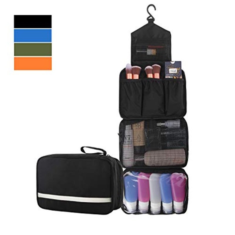 MONSTINA Toiletry Bag/Cosmetic Case Toiletry Travel Bags Hanging Cosmetic Pouch Cosmetic Organizers (Black)