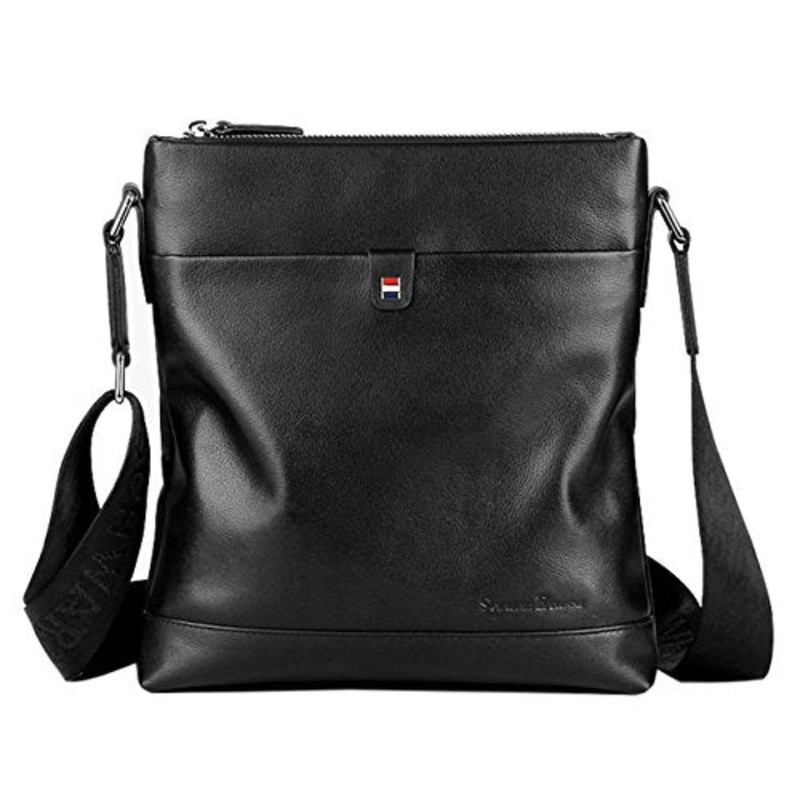 Saierlong New Mens Black Genuine Leather Briefcase Messenger Bags Business Handbags