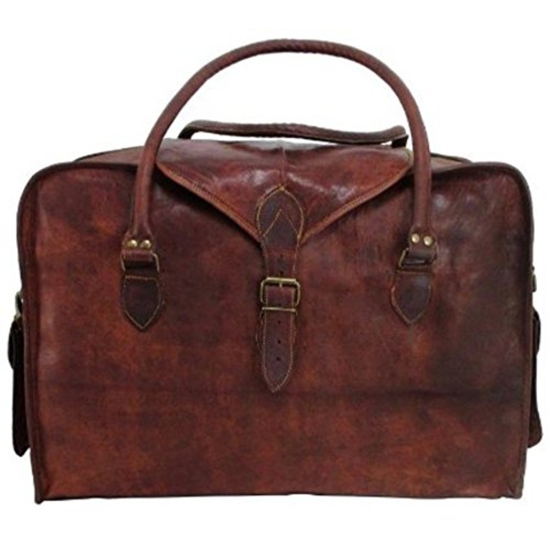 Vintage Crafts Leather 21 Inch Duffel Travel Gym Sports Overnight Weekend Leather Bag