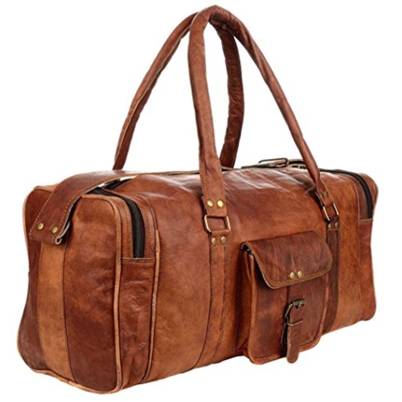 21 Inch Vintage Leather Duffel Travel Gym Sports Overnight Weekend Sale