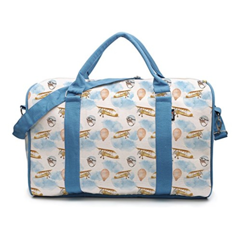 Airplane In Clouds And Balloon Pattern-2 Printed Canvas Duffle Travel Bag Was_42