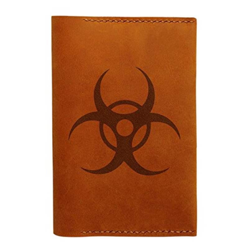Biohazard Sign Handmade Genuine Leather Passport Holder Case Hlt_01