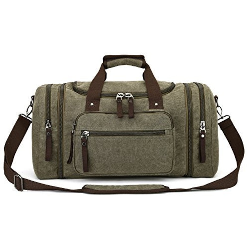 Canvas Duffel Bag, Aidonger Vintage Canvas Weekender Bag Travel Bag Sports Duffel with Shoulder Strap (Army Green)