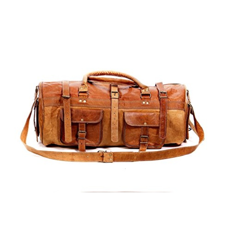 Duffel Bag 22'' Travel Bag Travelling Bag Backpack Genuine Leather Vintage Handmade Bag (Style 4)