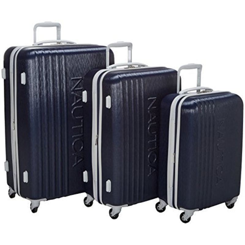 Nautica Lifeboat 3 Piece Hardside Expandable Suitcase Set, Classic Navy