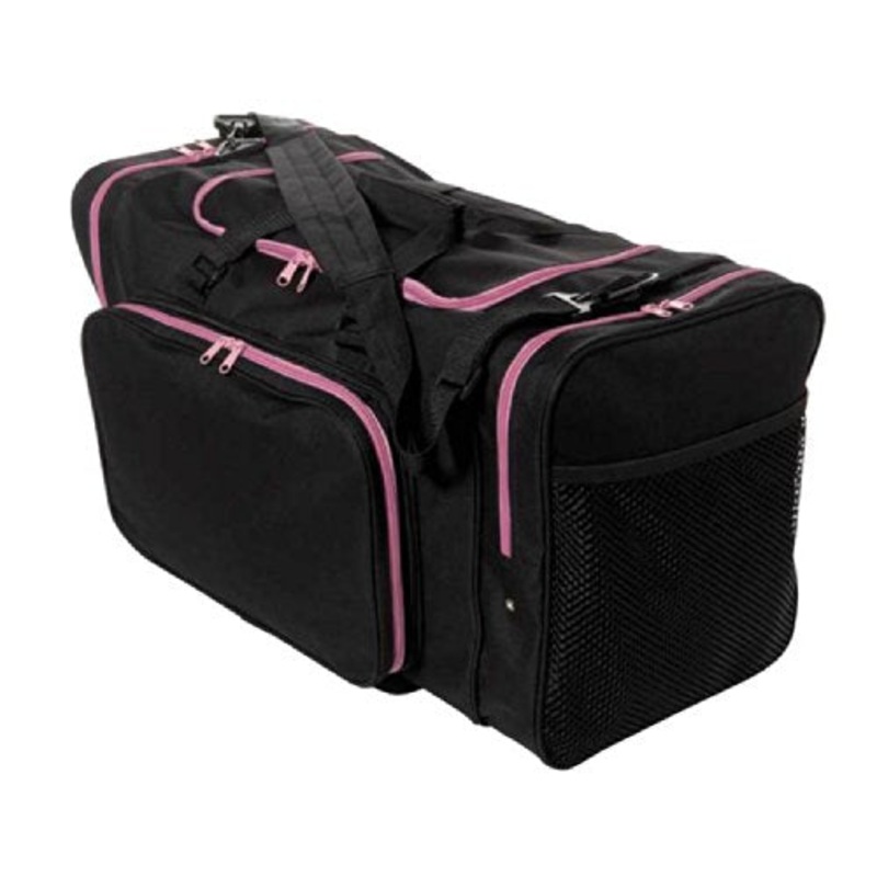 Sassi Designs Team Black 24" Duffel Bag With Pink Zipper Trim