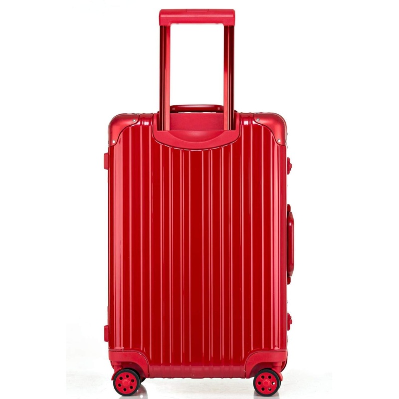 Swivel Wheel Trolley Case, Aluminum Frame Travel Case, Swivel Wheel Trolley Case + Pc Vertical Suitcase, Red, 26 inch