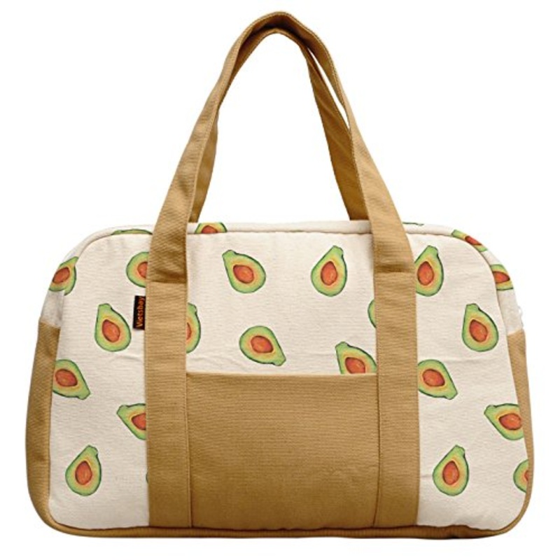 Women'S Avocado Pattern Printed Canvas Duffel Travel Bags Was_19