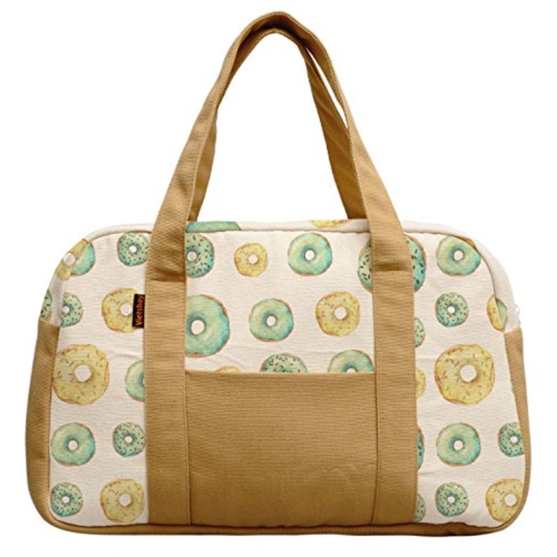 Women'S Lemon And Banana Frosted Donuts Printed Canvas Duffel Travel Bags Was_19
