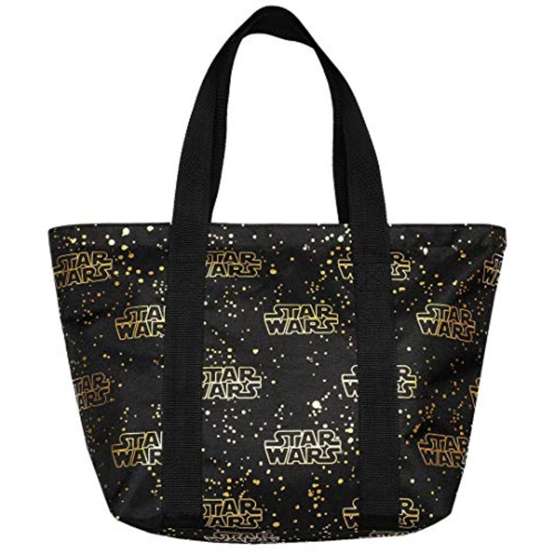 Disney Tote Travel Bag Star Wars Logo Black Gold Print