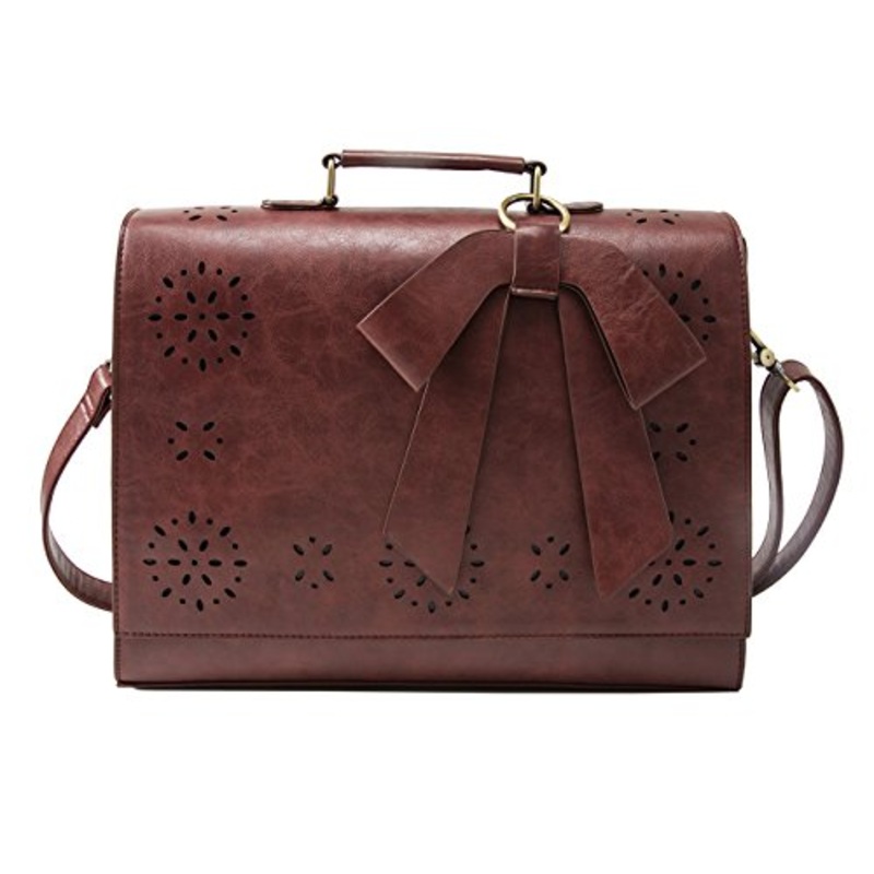 Ecosusi Ladies Pu Leather Laptop Bag Briefcase Crossbody Messenger Bags Satchel Purse Fit 14"