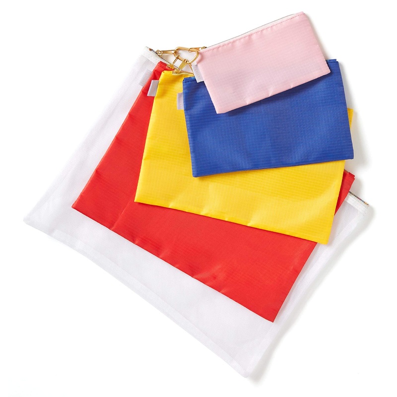 ban.do Women's Nylon Pencil Pouch Travel Bags Carryall Set of 5, Rainbow (mega)