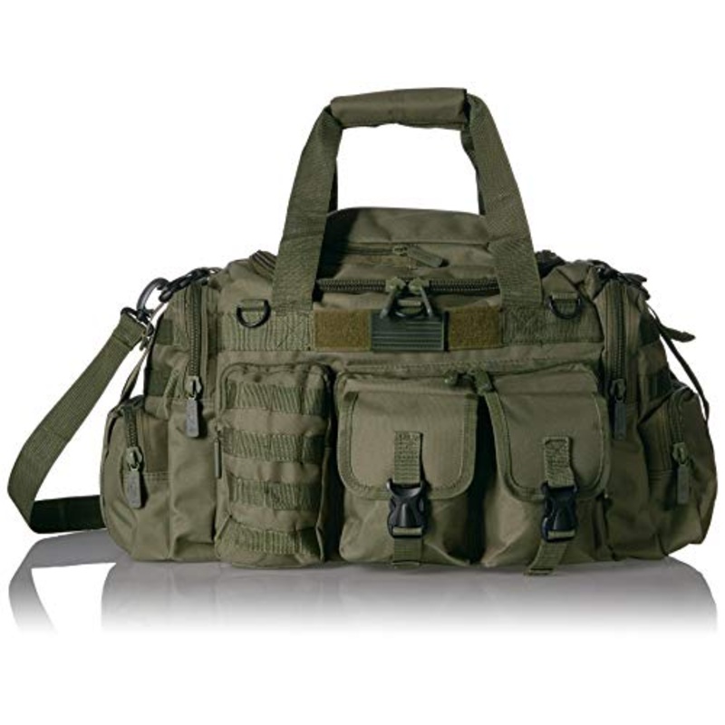 East West U.S.A Tactical Outdoor Multi Pockets Heavy Duty 22" Duffel Bag, Outdoor Sports Bag Olive Color