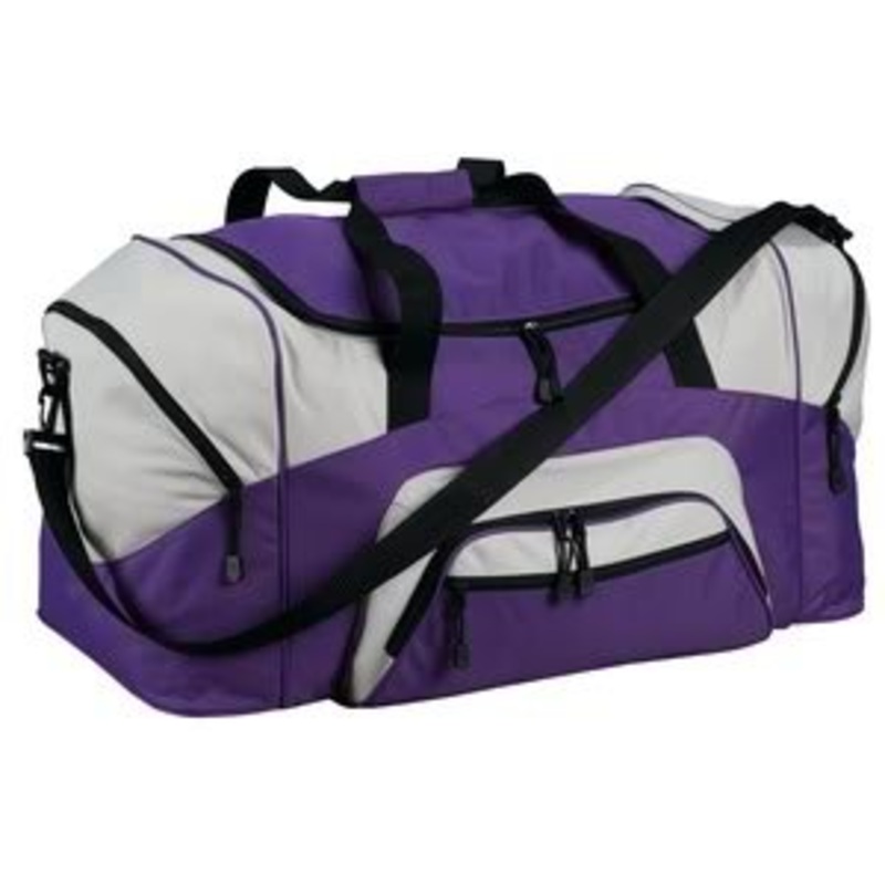 Port & Company Colorblock Sport Duffel, Purple/Grey