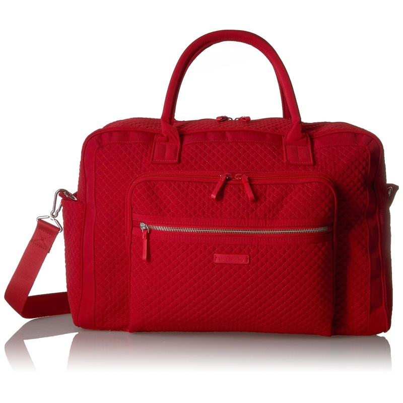 Vera Bradley Women's Microfiber Weekender Travel Bag, Cardinal Red, One Size