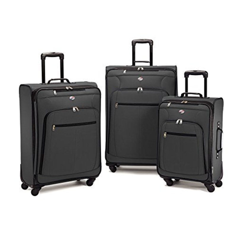 American Tourister 64590 AT Pop Plus Suitcase, 3 Piece Set (One Size, Charcoal)