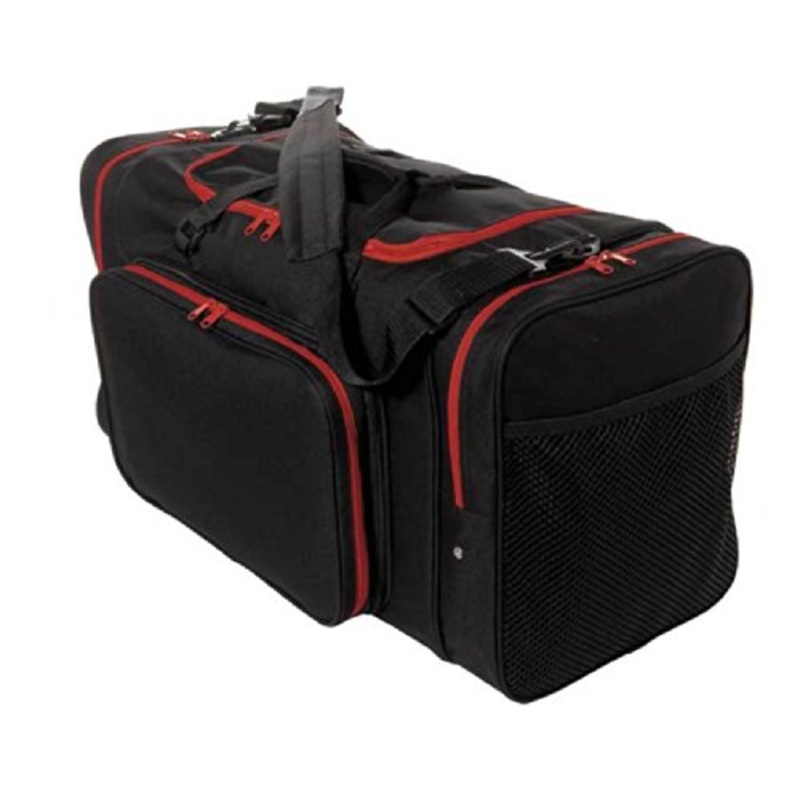 Sassi Designs Team Black 24" Duffel Bag With Red Zipper Trim