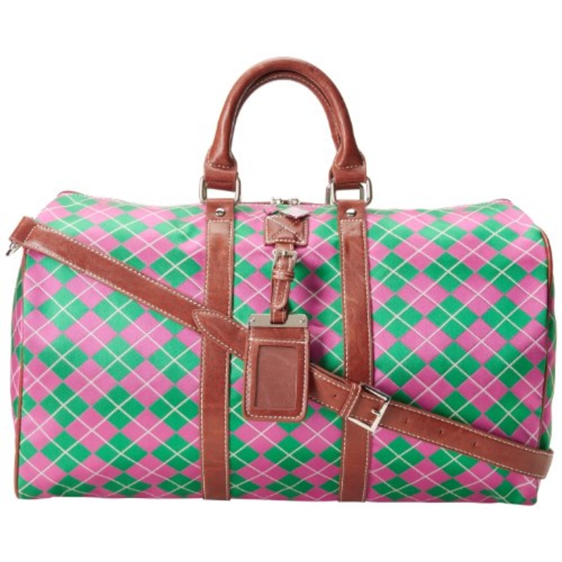 Sydney Love Argyle Small Duffel Carry On,Pink/Green,One Size