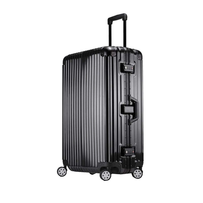 Trolley Suitcase, Caster Suitcase Trolley Suitcase, Retractable Suitcase, Hard-Shell Suitcase With Tsa Lock And 4 Casters, Black, 24 inch