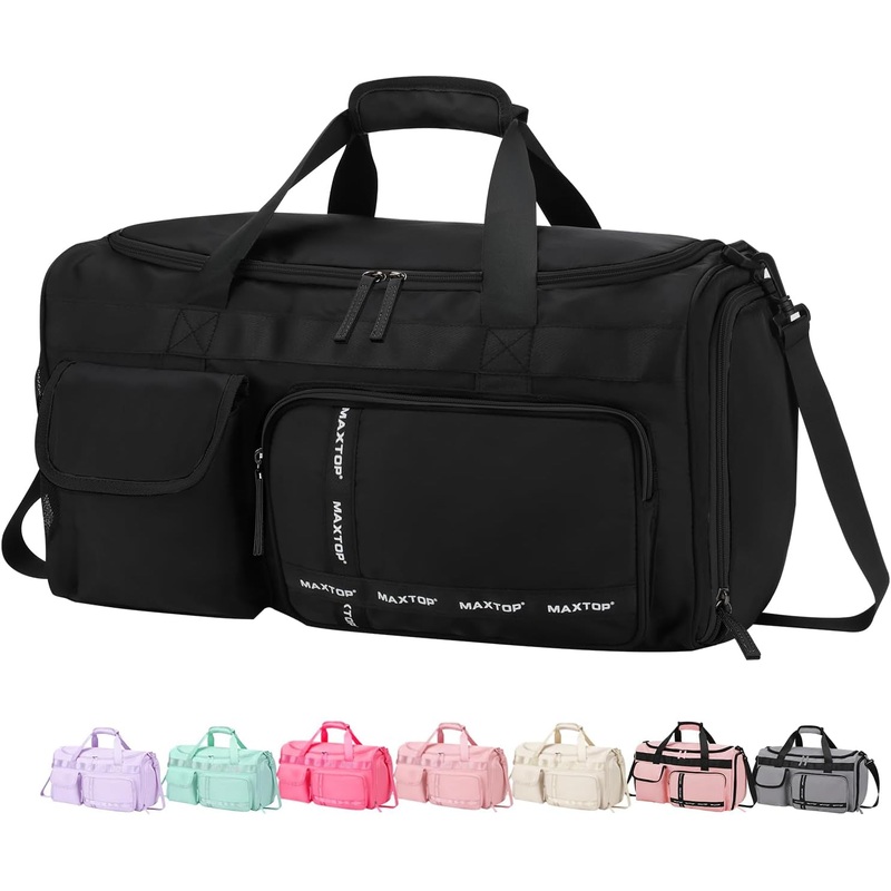 MAXTOP Gym Bag for Women Men Travel Duffle Bag Large Capacity Carry on Weekender Overnight Bag with Shoe Compartment Gym Tote Dry Wet Separation Duffel Bag for Travel