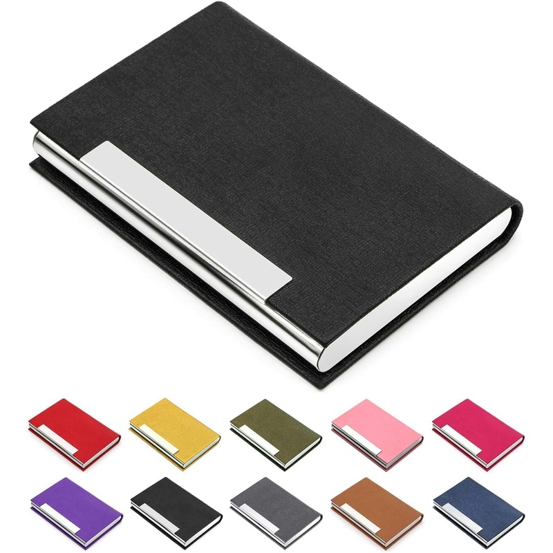 Padike Business Card Holder/ Case Professional PU Leather & Stainless Steel Multi Wallet Credit Card ID Case/Holder for Men & Women. (Black)