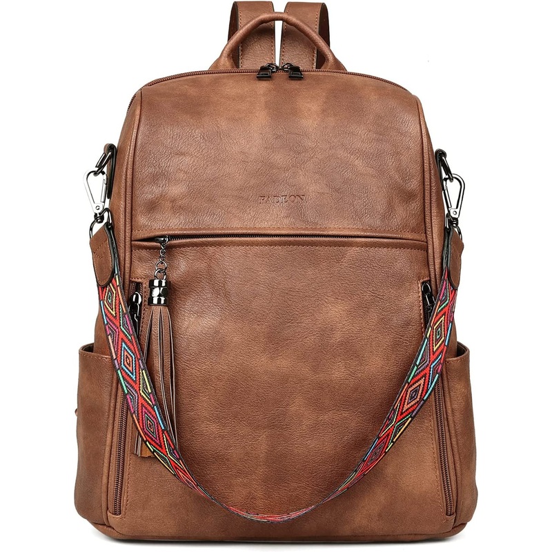 PU Leather Travel Backpack for Women Designer Tassel Shoulder Bag