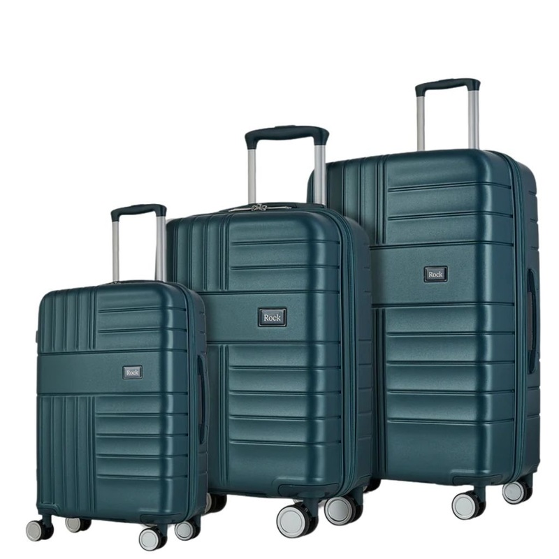 Rock Aspen 3 Piece Hardsided Suitcase Set - Blue