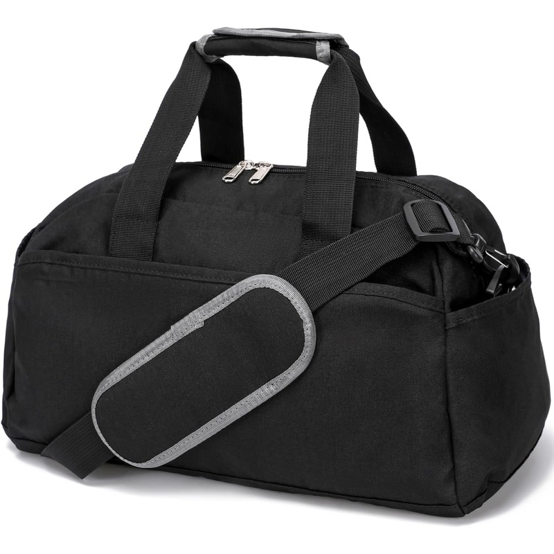14 Inch Small Gym Bag for Women & Men, Mini Duffel Bag for Travel Sports Lightweight Carry on Bag, Black