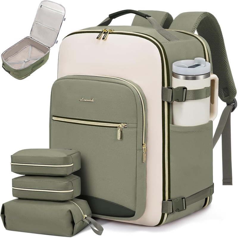 40L Carry on Travel Backpack with 3 Cubes Set, TSA Approved 17" Laptop Backpack