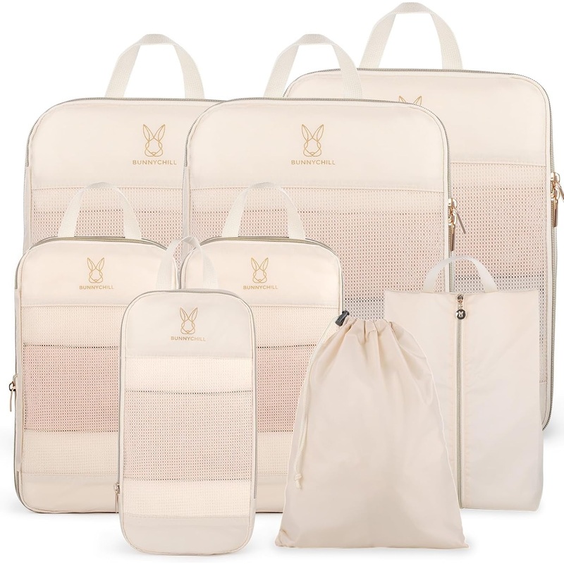 6-Piece Expandable Compression Packing Cubes Set for Suitcases
