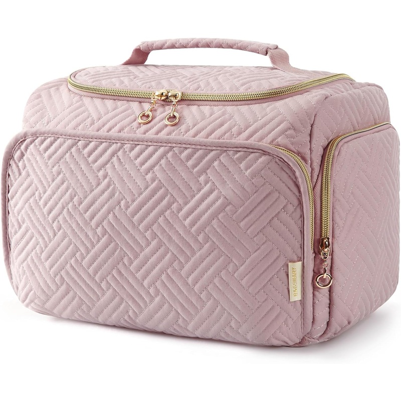 BAGSMART Travel Toiletry Bag, Large Wide-Open Travel Bag for Toiletries, Makeup Cosmetic Travel Bag with Handle