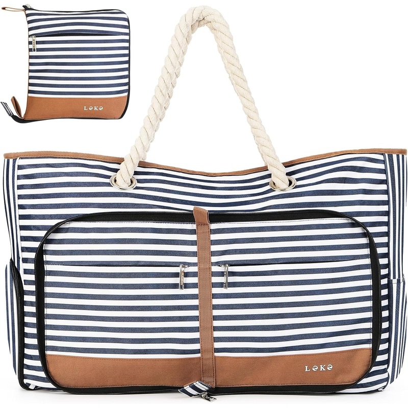 Beach Bag for Women - 35L Large Tote Bag, Waterproof & Sandproof, Zippered Carry on Bag for Pool, Beach & Travel