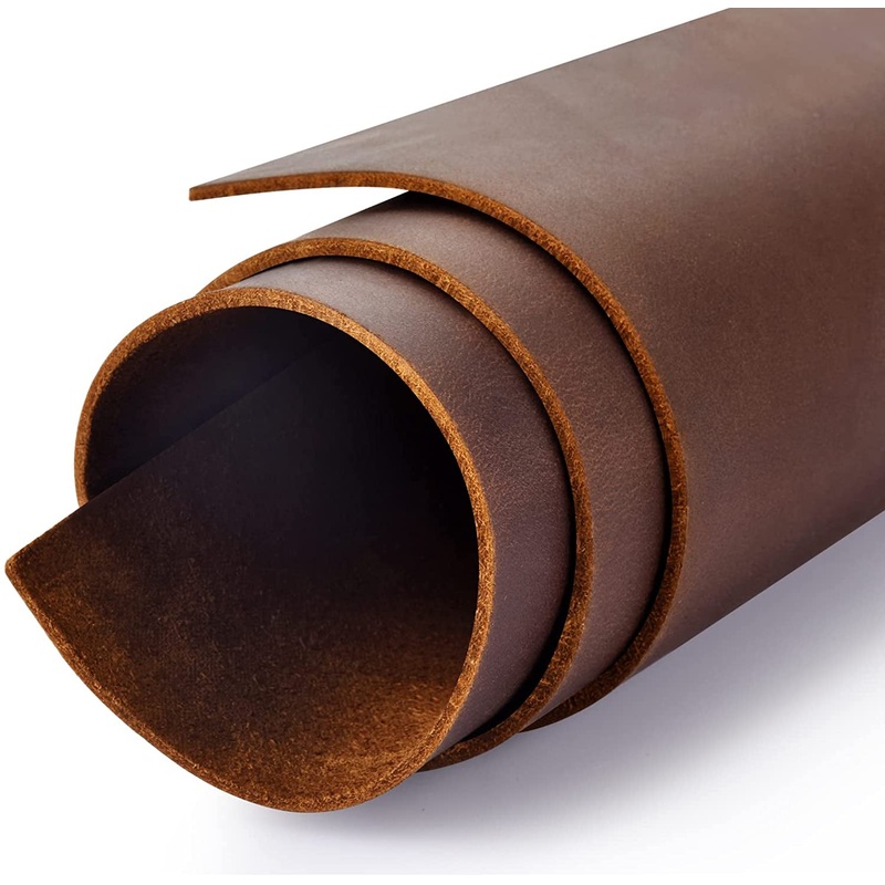 Genuine Leather Tooling Sheets 1.8-2.0MM Thick Genuine Top Full Grain Oil Tan Crazy Horse Cowhide Leather Sheets for Crafts Tooling Sewing Wallet Earring Hobby (Dark Brown, 8"X12")