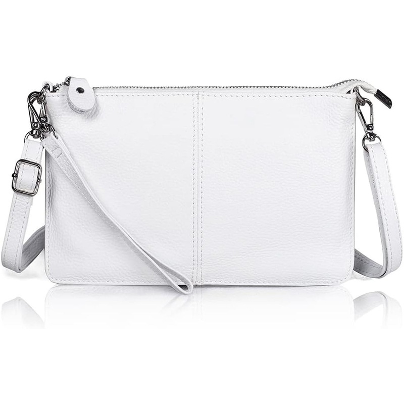 Genuine Leather Wristlet Clutch with Card Slots, Small Phone Crossbody Bags
