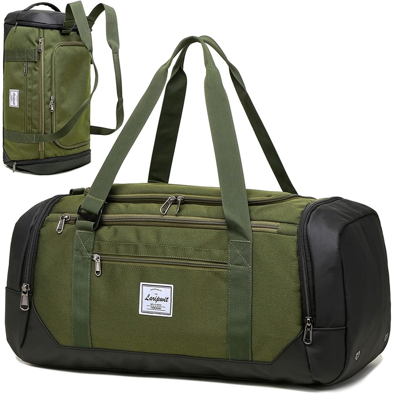 Laripwit Travel Duffle Bag for Men 40L Medium Sports Gym Bag with Wet Pocket & Shoes Compartment Weekender Overnight Backpack for Traveling Duffel Bag Backpack for Women, Green
