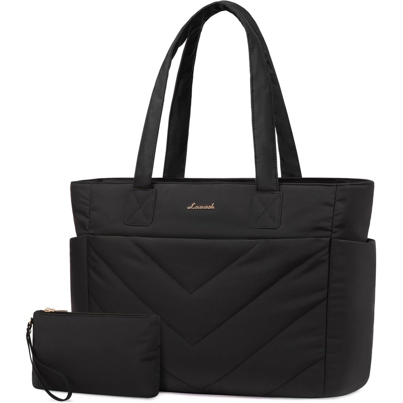 LOVEVOOK Tote Travel Bag for Women, Puffer Work Handbag with Zipper for Teacher Nurse, Quilted Laptop Shoulder Gym Bag Cute