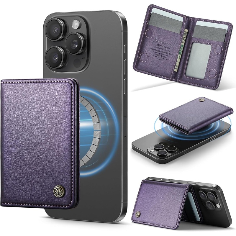 Magnetic Card Holder, Compatible MagSafe Wallet and iPhone Series, PU Leather Phone Wallet