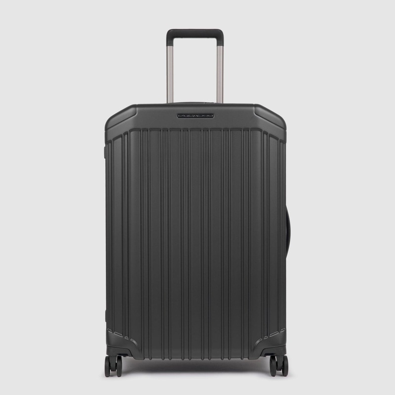 Piquadro Pq-Light 69Cm Hardcase 4 Double Wheel Medium Check-In Trolley Matt Black - Bv4427Pql/No