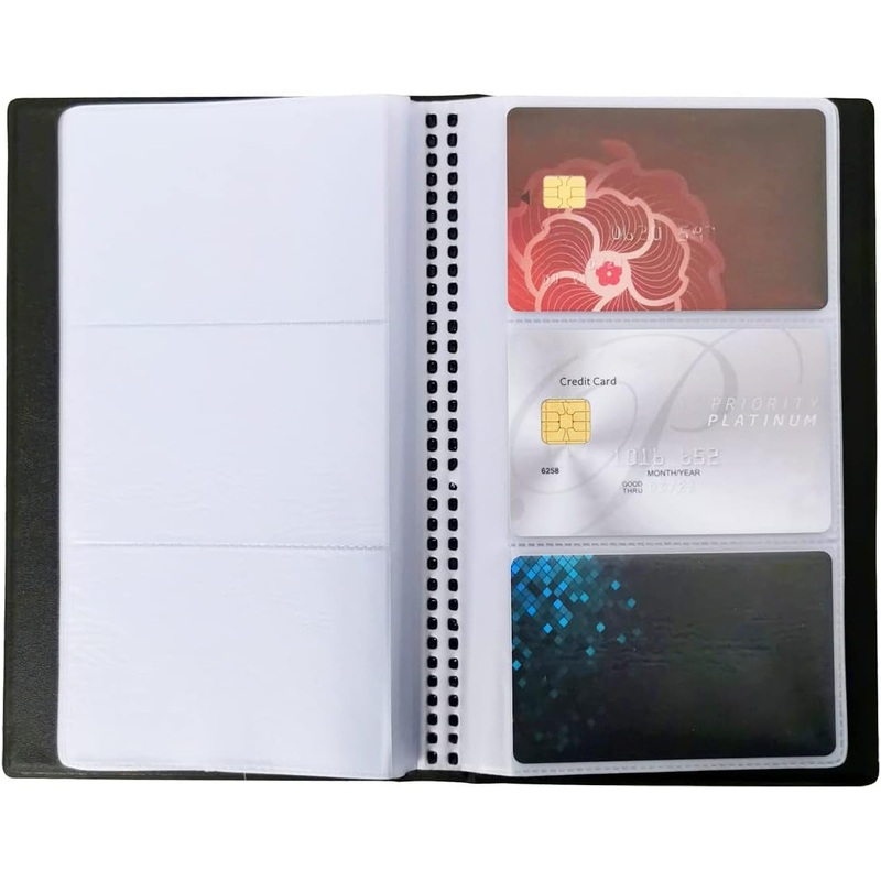 PU Leather Business Card Book, 120-Card Slot Black