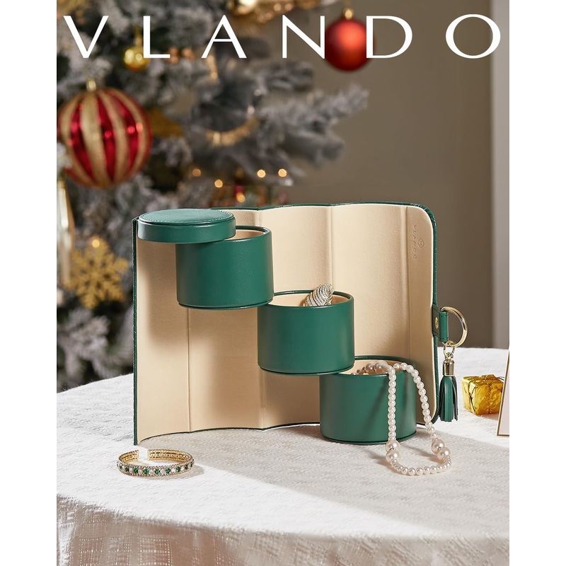PU leather Travel Jewelry Box for Wedding Gifts - Green
