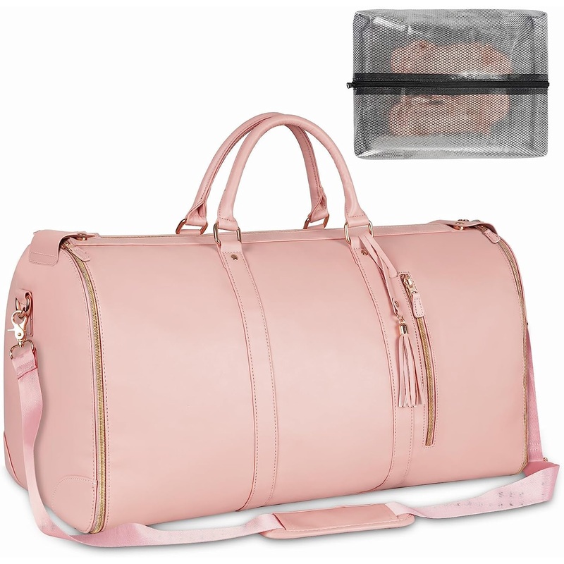 PU Leather Waterproof Convertible Garment Bags for Travel with Shoe Pouch