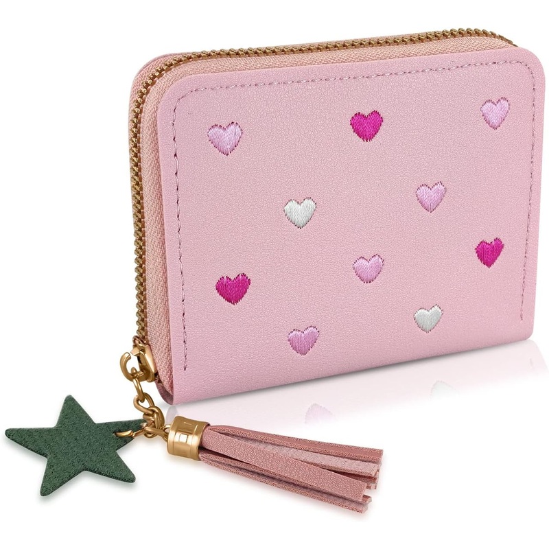 Tassels Zipper Small Wallet for Women, PU Leather Credit Card Holder