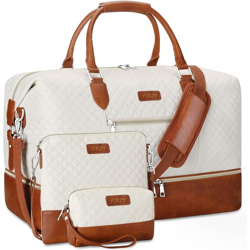 Weekend Travel Duffel Bag Set with Crossbody & Toiletry Bags, 3-Piece