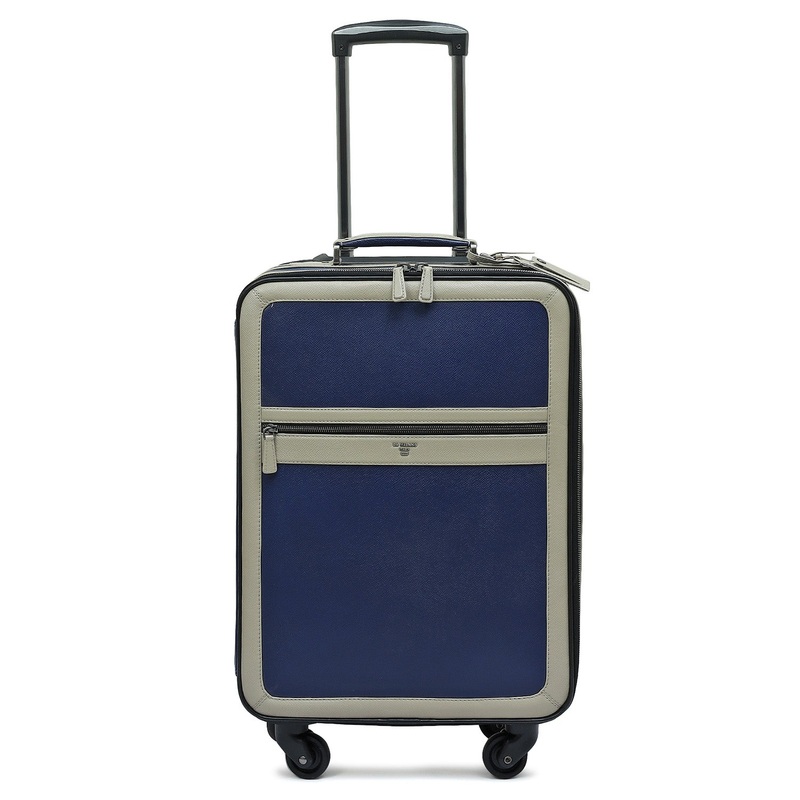 Franzy Leather Travel Trolley - Ink Blue