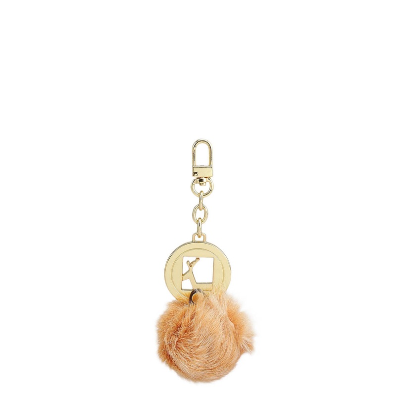 Fur Leather Bag Hanging - Orange