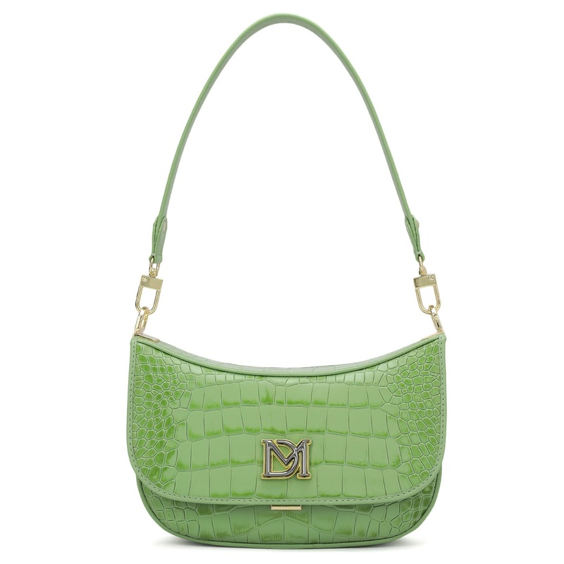 Small Croco Leather Baguette - Kiwi