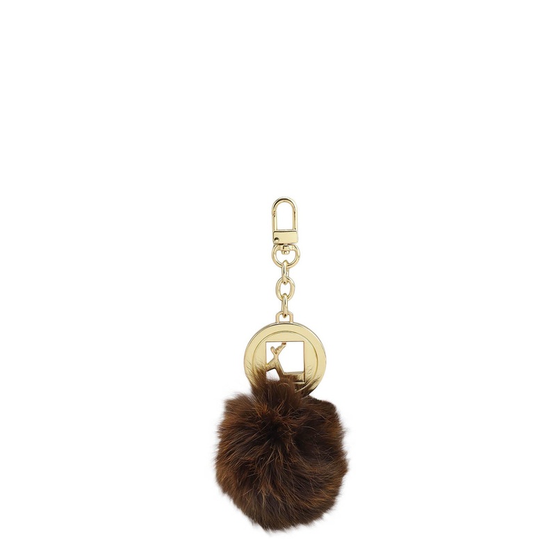 Fur Leather Bag Hanging - Brown